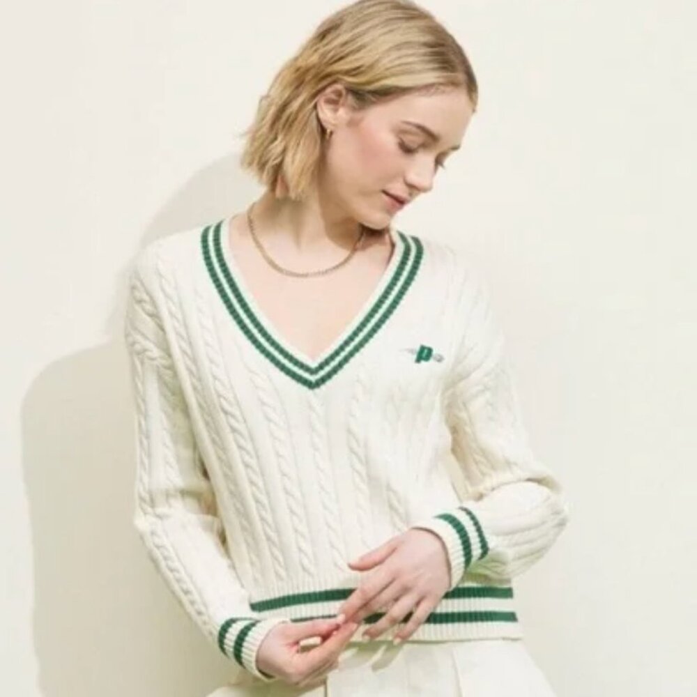 Prince Pickleball Women's Cable Knit Pullover - NWT - Cream M
